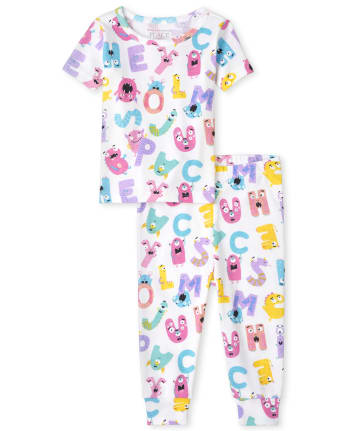 Pijama de algodón ABC Snug Fit para bebés y niñas pequeñas