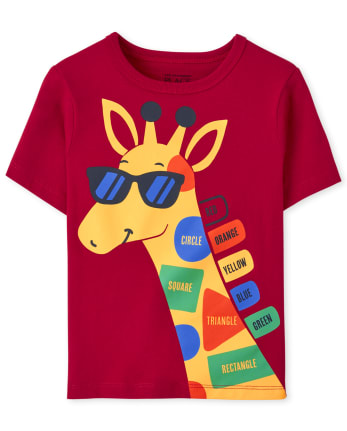 Short Sleeve T-Shirt, Giraffe Print Infront (Toddler/Little Kids)