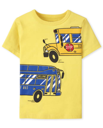 Camiseta con gráfico de autobús para bebés y niños pequeños