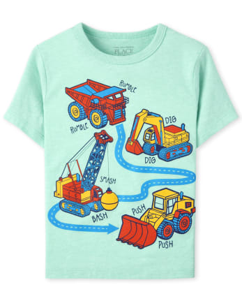 Baby And Toddler Boys Short Sleeve Construction Trucks Graphic Tee ...