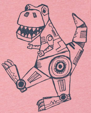 Camiseta con estampado de dinosaurio robot para niños pequeños