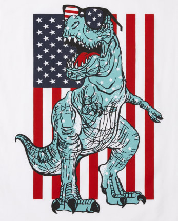 Camiseta con estampado de dinosaurio americana para niños