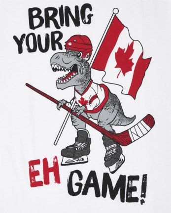 Boys Canada Day Hockey Dino Graphic Tee