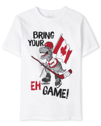 Boys Canada Day Hockey Dino Graphic Tee