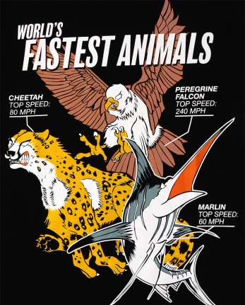 Boys Short Sleeve 'World's Fastest Animals' Graphic Tee | The Children's  Place - BLACK