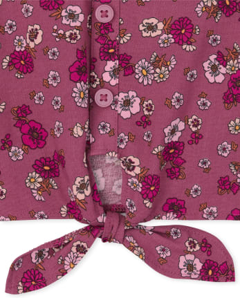Ensemble 2 pièces à volants et fleurs pour fille