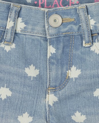 Short en denim feuille d'érable pour fille