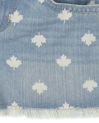 Short en denim feuille d'érable pour fille