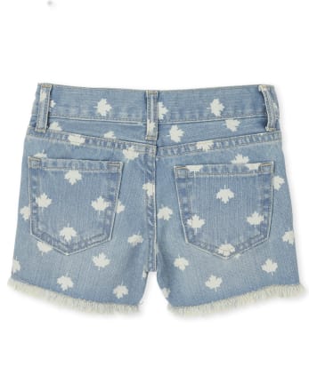 Short en denim feuille d'érable pour fille