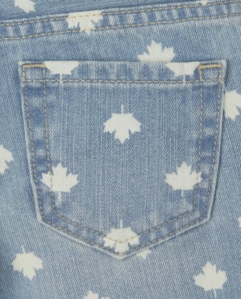 Short en denim feuille d'érable pour fille
