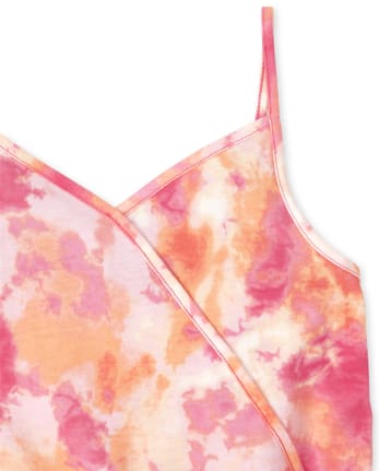 Girls Tie Dye Faux Wrap Romper