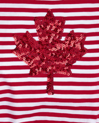 Barboteuse rayée pour fille, fête du Canada