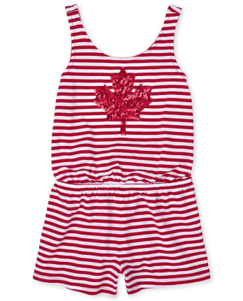 Barboteuse rayée pour fille, fête du Canada