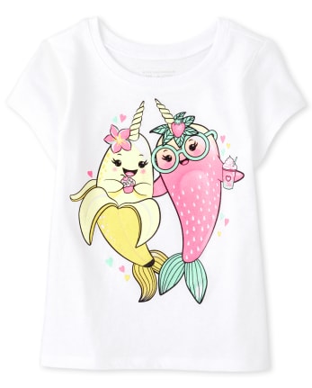 Camiseta con gráfico de fruta de narval para bebés y niñas pequeñas