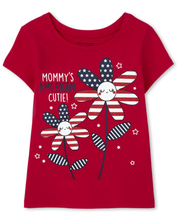 Camiseta estampada Americana Cutie para bebés y niñas pequeñas