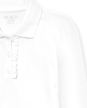 Lot de 2 polos en piqué extensible doux à volants pour uniformes pour filles - Taille Plus