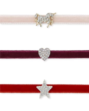 Lot de 7 colliers ras du cou en velours pour filles