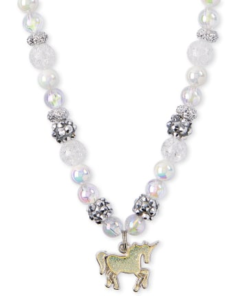 Conjunto de collar y pulsera con cuentas de unicornio para niñas