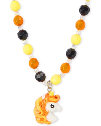 Girls Halloween Unicorn Beaded Necklace And Bracelet Set