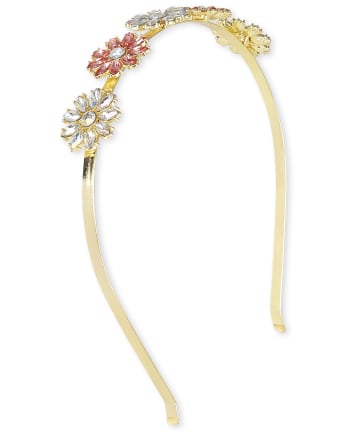 Girls Flower Metal Headband - GOLD