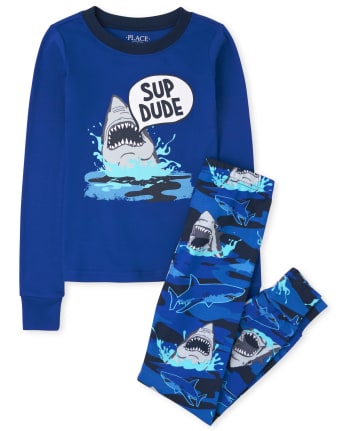 Boys Shark Dude Snug Fit Cotton Pajamas