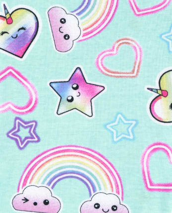 Girls Unicorn Rainbow Snug Fit Cotton Pajamas 2-Pack