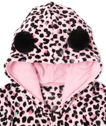 Womens Mommy And Me Leopard Fleece One Piece Pajamas