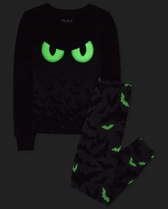 Unisex Kids Glow Bats Snug Fit Cotton Pajamas