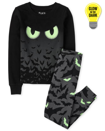 Unisex Kids Glow Bats Snug Fit Cotton Pajamas