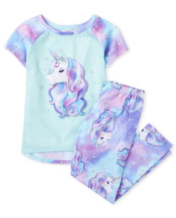 Girls Tie Dye Unicorn Pajamas