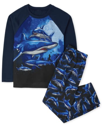Pijama de tiburón de manga larga para niños