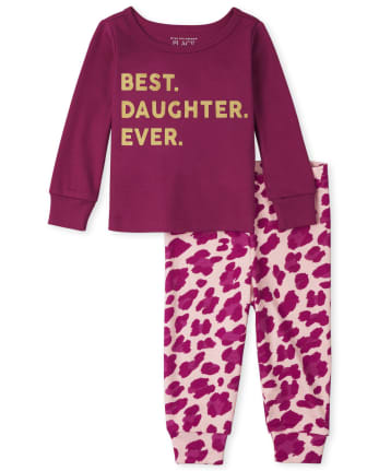 Baby And Toddler Girls Best Daughter Snug Fit Cotton Pajamas
