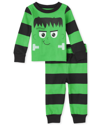 Pijama unisex de algodón con ajuste ceñido Frankenstein para bebés y niños pequeños