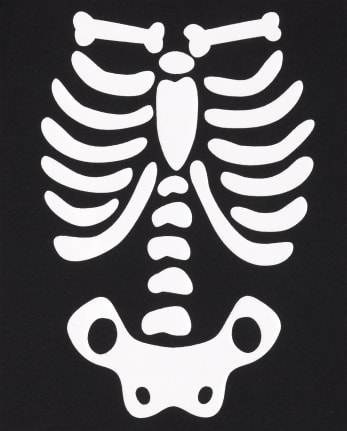 Pijama unisex de una pieza de algodón con diseño de esqueleto resplandeciente familiar a juego para bebés y niños pequeños - BLACK