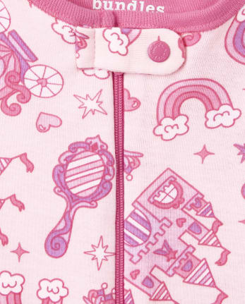 Baby And Toddler Girls Princess Snug Fit Cotton One Piece Pajamas 2-Pack