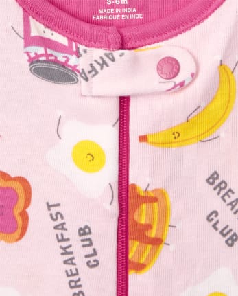 Baby And Toddler Girls Breakfast Snug Fit Cotton One Piece Pajamas 2-Pack