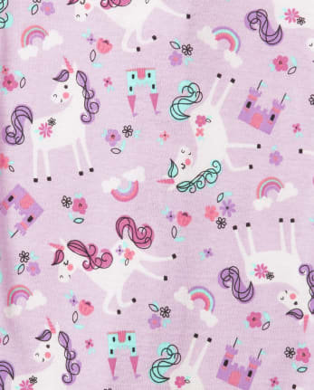Pijama de una pieza de algodón con ajuste ceñido de unicornio para bebés y niñas pequeñas