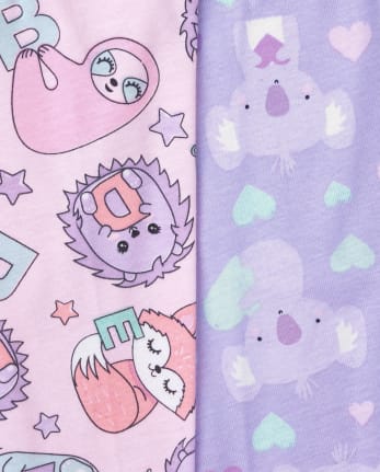 Baby And Toddler Girls Animals Snug Fit Cotton 6-Piece Pajamas