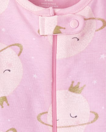 Pijamas de una pieza de algodón con ajuste ceñido Planets para bebés y niñas pequeñas, paquete de 3