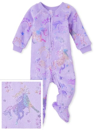 Baby And Toddler Girls Mommy And Me Unicorn Fleece One Piece Pajamas