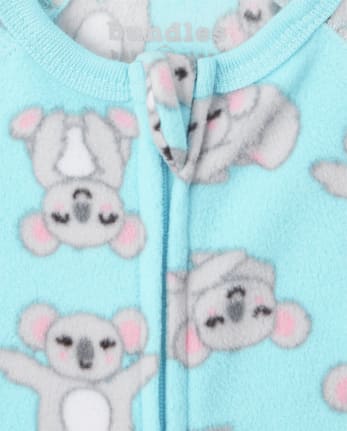 Baby And Toddler Girls Llama Koala Fleece One Piece Pajamas 2-Pack