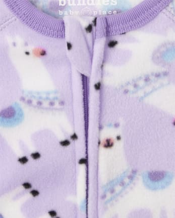 Baby And Toddler Girls Llama Koala Fleece One Piece Pajamas 2-Pack