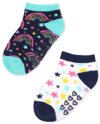 Paquete de 10 calcetines tobilleros arcoíris para niñas pequeñas
