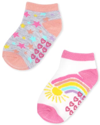 Toddler Girls Rainbow Ankle Socks 10-Pack