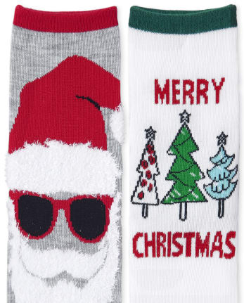 Paquete de 3 calcetines unisex para niños a juego con la familia de Papá Noel