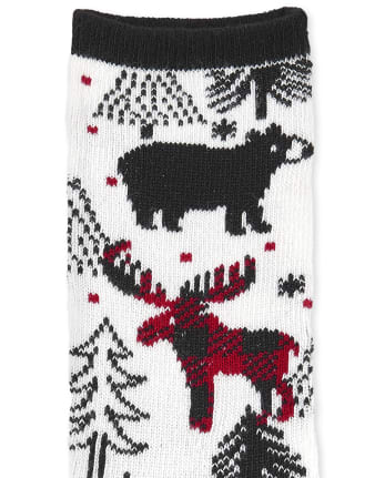 Paquete de 3 calcetines unisex a juego con cuadros de búfalo familiar para niños pequeños