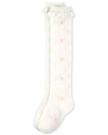 Calcetines para botas de pointelle con flores para niña