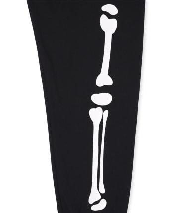 Pijama de algodón esqueleto familiar a juego unisex para adultos - BLACK