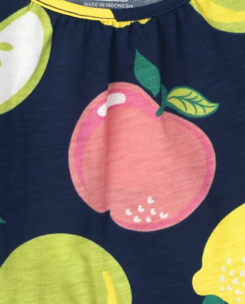 Paquete de 2 vestidos de diario con frutas para niñas pequeñas