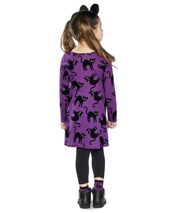 Robe de tous les jours avec chat d&#39;Halloween pour bébés et petites filles